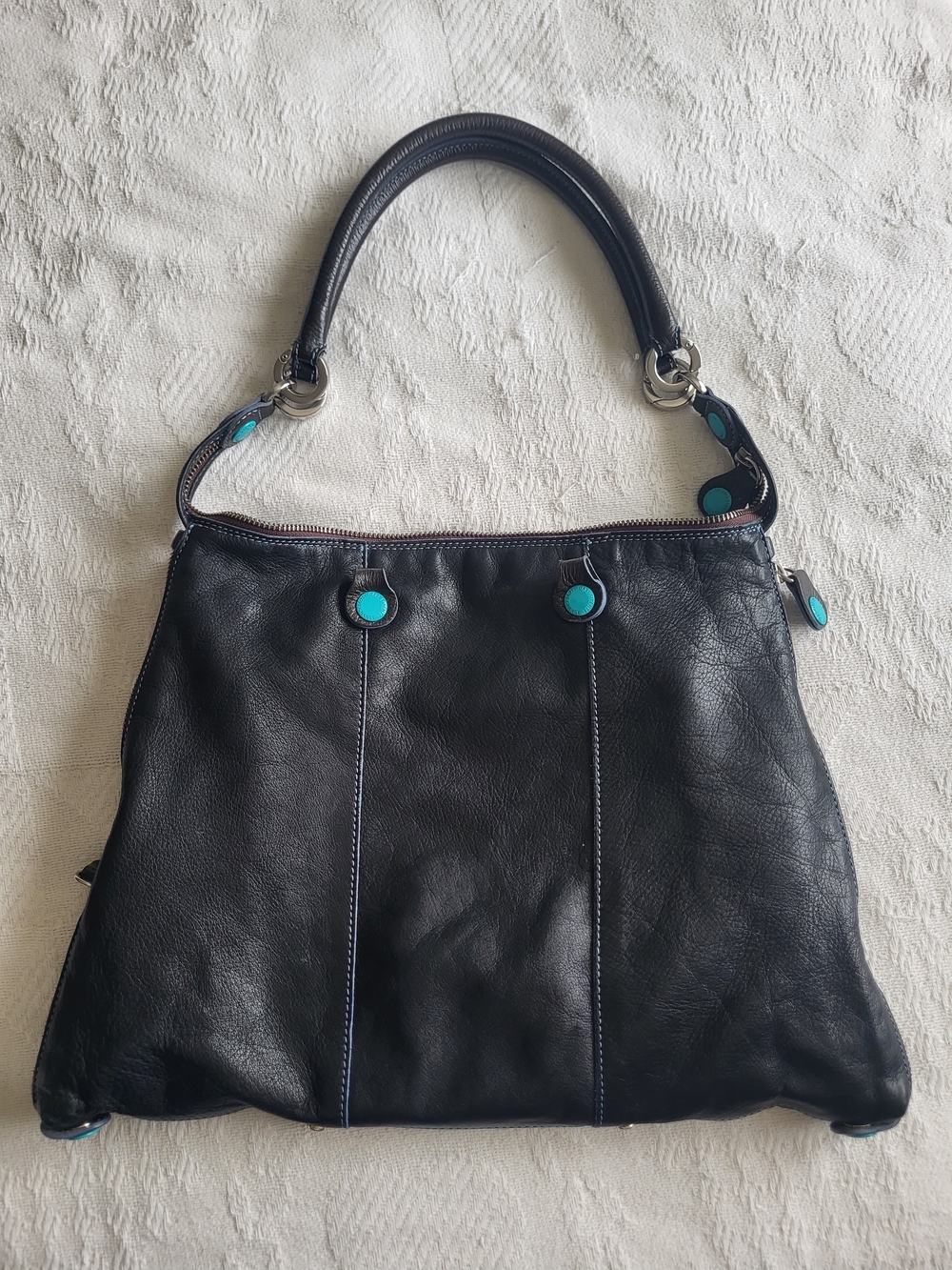 Gabs Black Leather Convertible Tote with Teal Accents - Women Bags - Picture 10 of 14